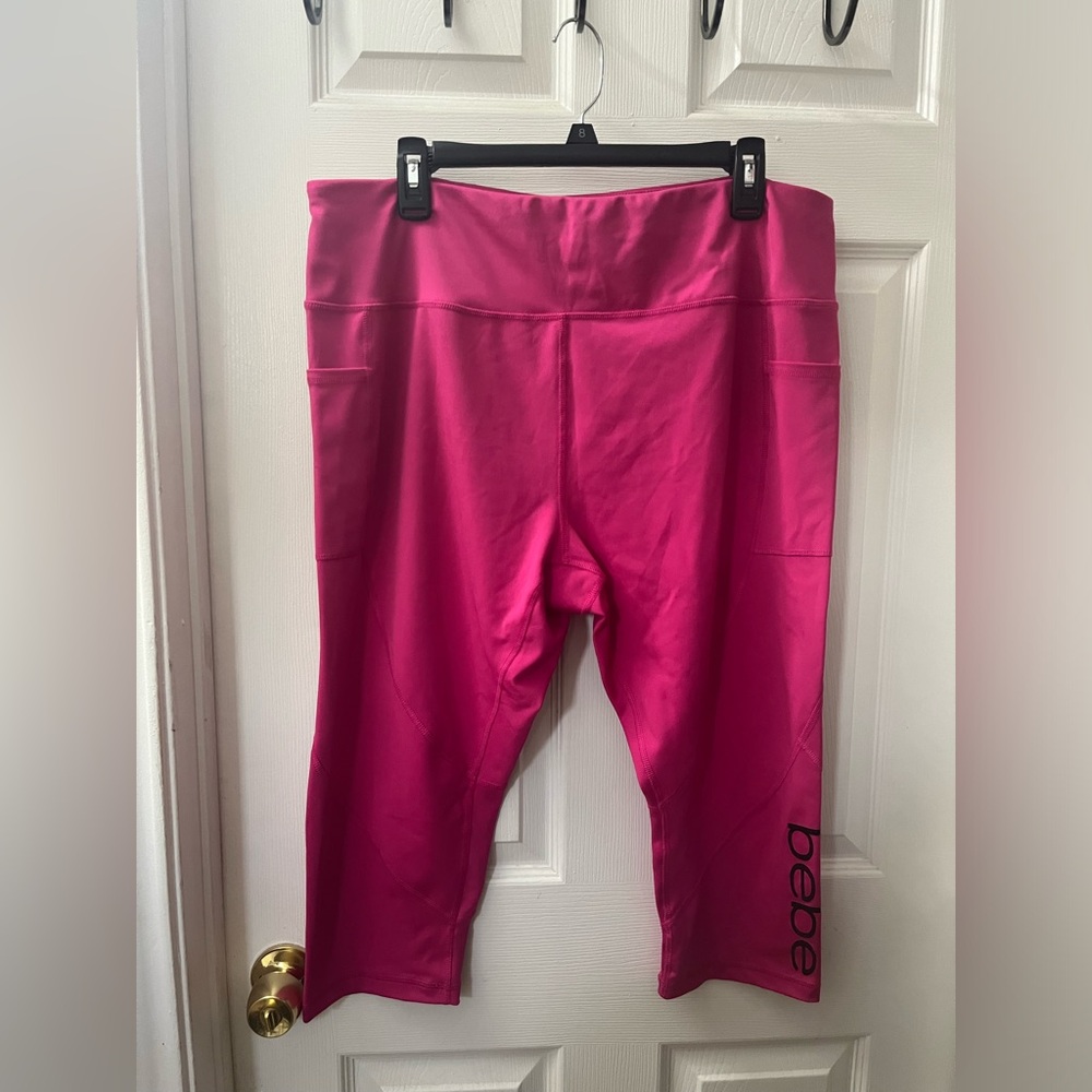 Bebe Women's Size 3X Pink Caprie Leggings Logo